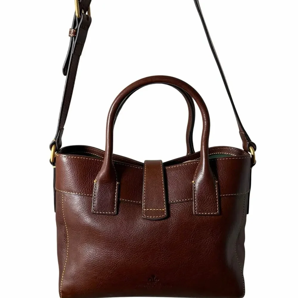 Dooney & Bourke Florentine Small Barlow Satchel Chestnut Leather Crossbody